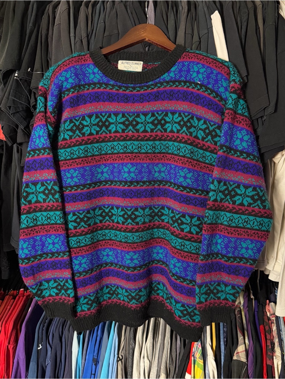 Vintage Alfred Dunner Knit Crewneck Sweater Womens Large Geometric Christmas 90s